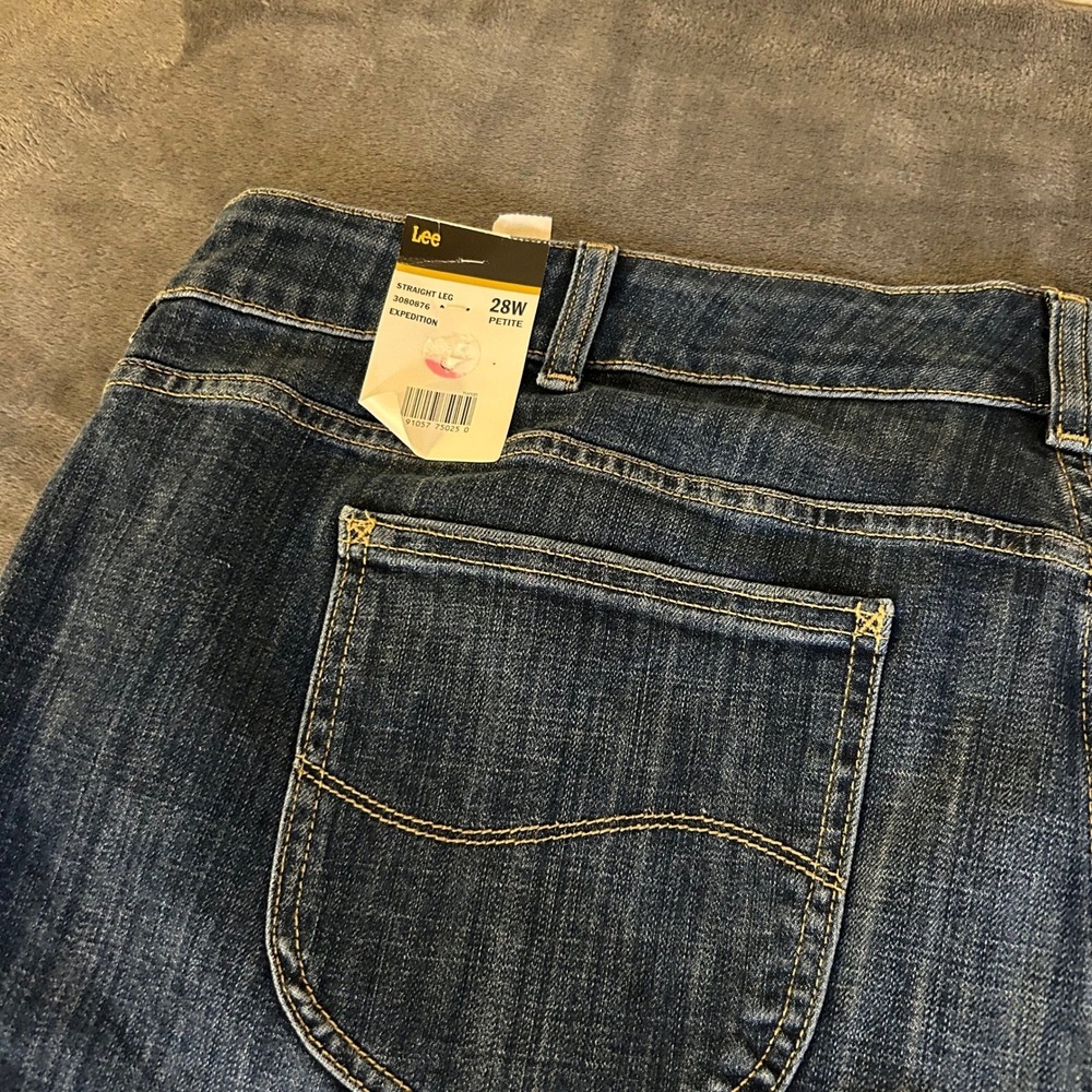 Lee Plus Jeans Dark Wash Regular Fit Straight Leg Mid Rise Womens Size 28W New